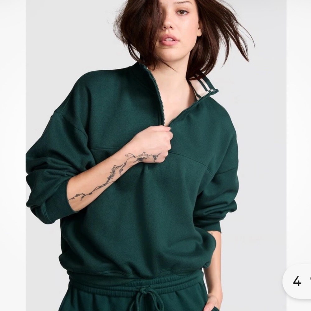 Last One…NWT Victoria's Secret Deep Green Half Zip Pullover Size S